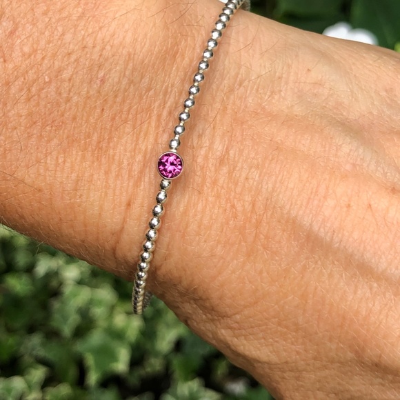 Dainty Garnet and Silver Bracelet - Picture 7 of 10